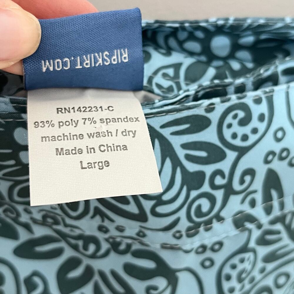 RipSkirt Hawaii Blue Tropical Floral Wrap Skirt w Pockets Size Large - Picture 5 of 8